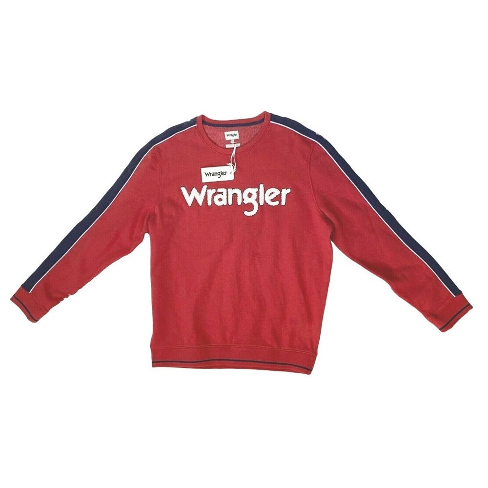 Wrangler Mens Sweater Red Size 2XL Pullover Logo 100% Cotton
